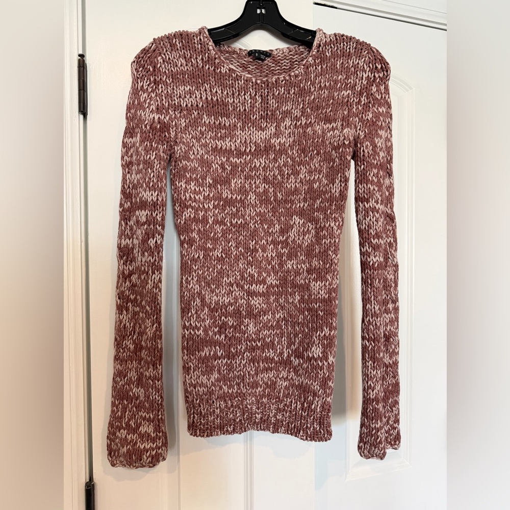 Theory Chunky Knit Sweater in Mauve and Cream